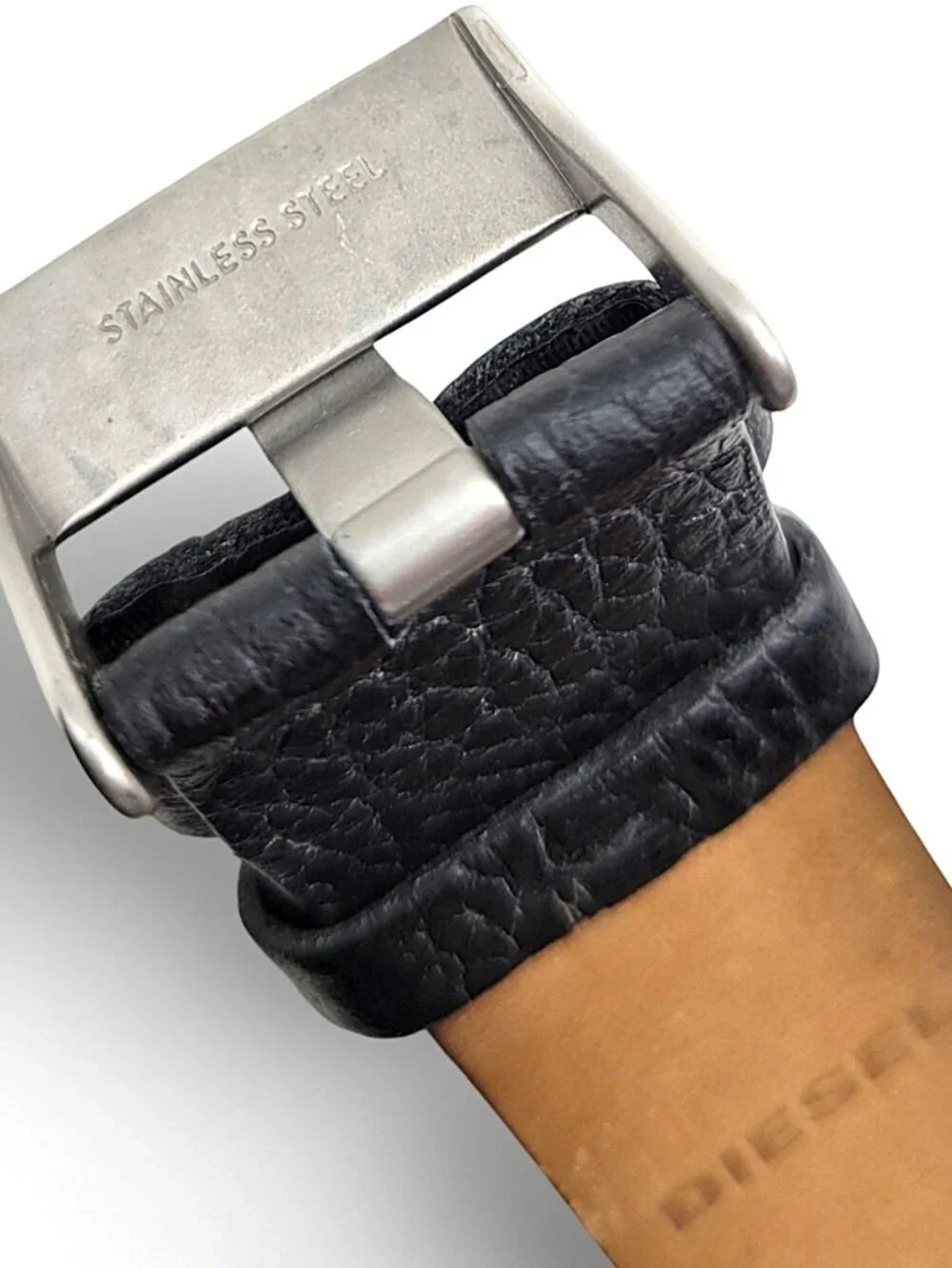 Diesel Rasp DZ1766 Men’s Black Leather Oversized Watch